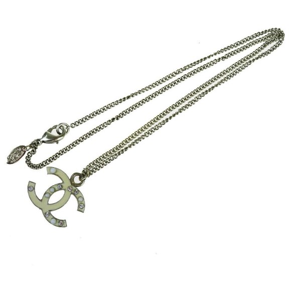 CHANEL CC Chain Pendant Necklace Rhinestone Gold-T - Picture 1 of 8